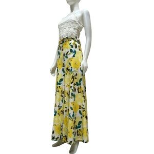 REBORN Floral Wide Leg Palazzo‎ Pants Plus Size Indie Boho Maximalist Resortwear